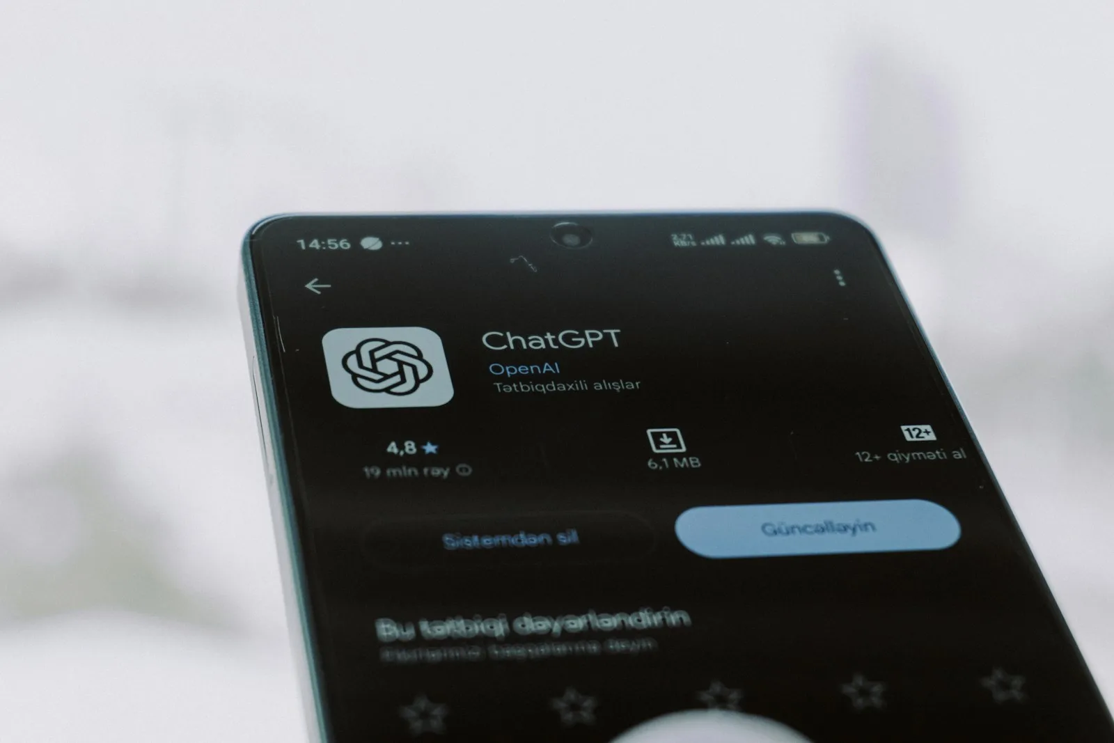 ChatGPT app on a smartphone, the first step to get started with OpenAI Dots