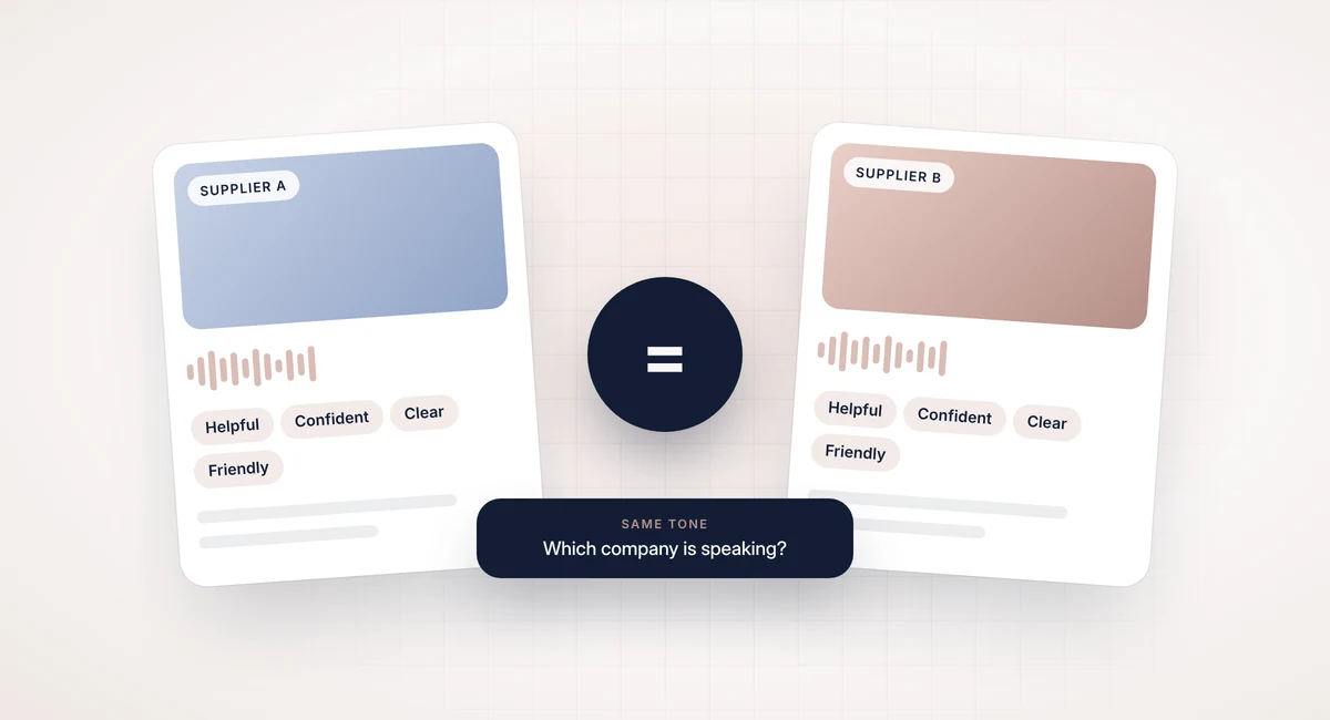 Brand voice and tone consistency in AI ad copy Brand voice and tone consistency in AI ad copy: two suppliers with the same tone of voice and weak brand attribution